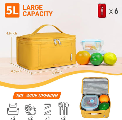 NOL Mini Insulated Lunch Bag for Women Men Kids | Small Leakproof Reusable Lunch Tote | Fits 6 Cans 330ml | Thermal Cooler for Work School Picnic Camping, Navy blue