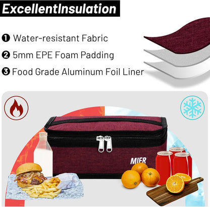 MIER Small Lunch Bag for Kids & Adults Compact Insulated Lunch Box Portable Thermal Mini Cooler for Work School Travel, Bluesteel
