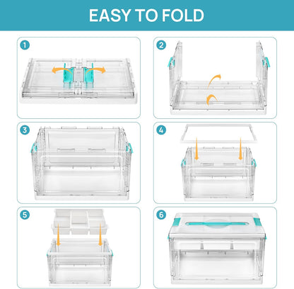 Vtopmart 24 QT Clear Plastic Craft Organizer with Removable Trays and Dividers, Storage Box for Coloring Books, Modeling Clay, Molds and Art Supplies, 1 Pack