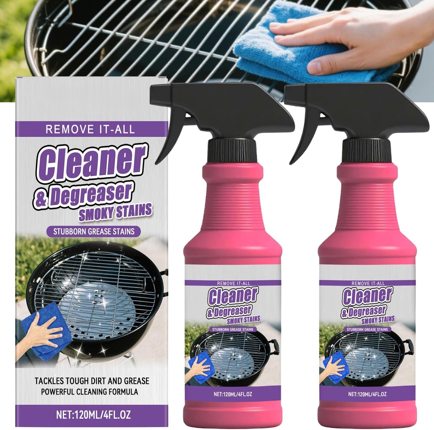 Fast Acting Heavy Duty Grill Degreaser Spray, 2026 New BBQ Grill Cleaner, Multi Functional Grease Remover for Outdoor Grill, Grill Cleaning Spray for Kitchen, Easy Off Oven Cleaner for Home (1 PCS)