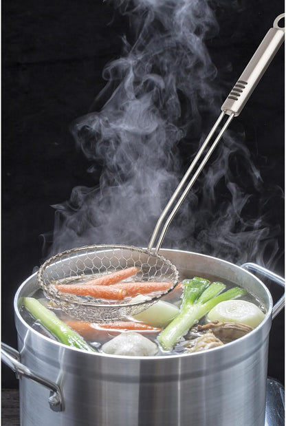 Helen's Asian Kitchen Deep Spider Strainer, 6-Inch Stainless Steel Mesh Basket With Bamboo Handle, For Noodles, Dumplings, Wontons, Deep Frying, And Draining Tasks