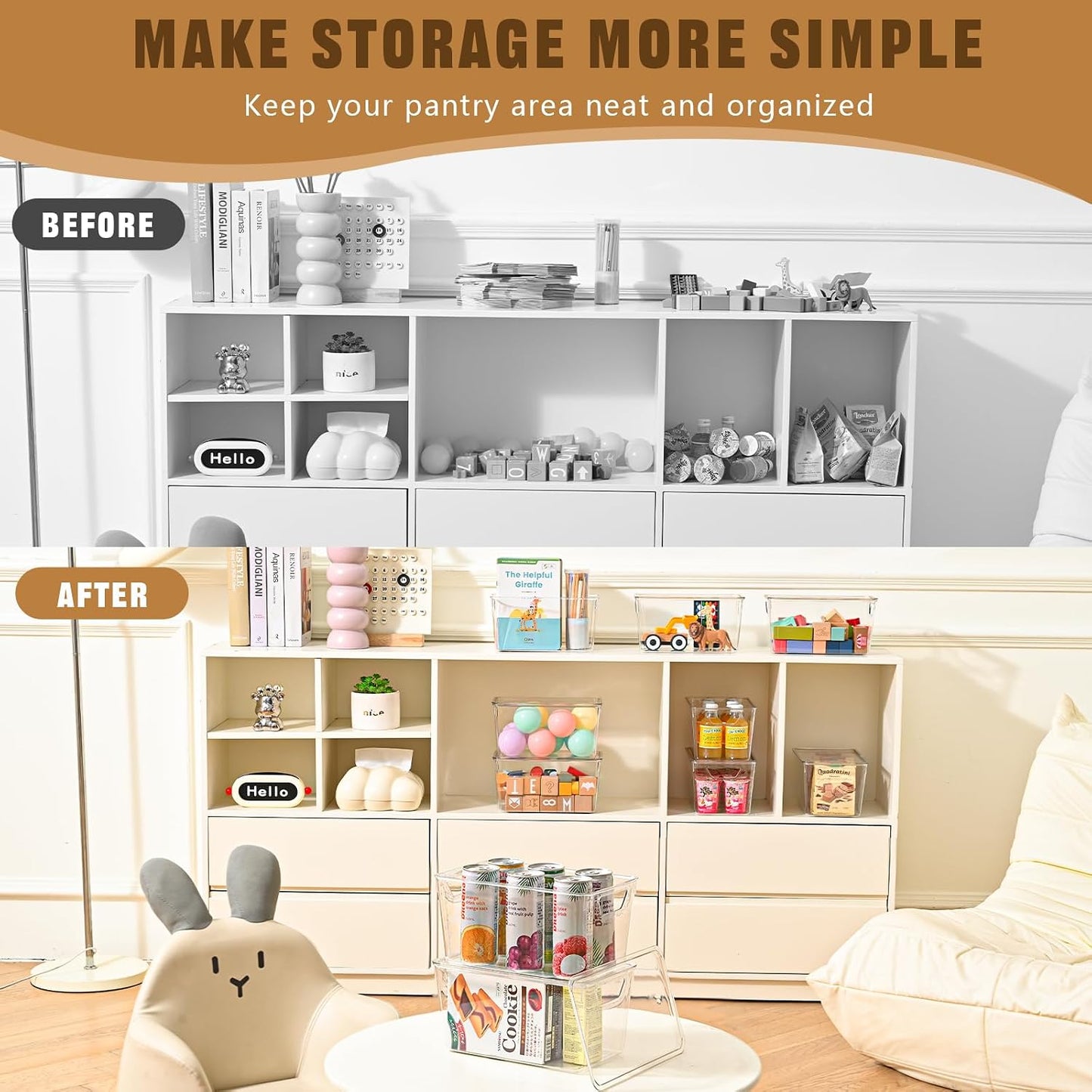 6 Pack Clear Storage Bins with Lids, 7 Quart Stackable Storage Boxes for Storage and Organization, Plastic Storage Containers with Lids, Plastic Bins with Handles for Office, Bedroom, Study Room