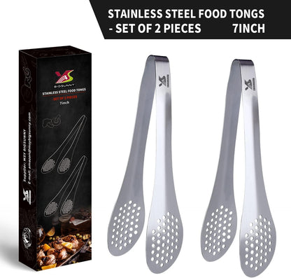 MSY BIGSUNNY Chef Kitchen Tongs Stainless Steel Food Serving Tongs Set Buffet tongs (silver 7" 9" & 11", 3 pack)