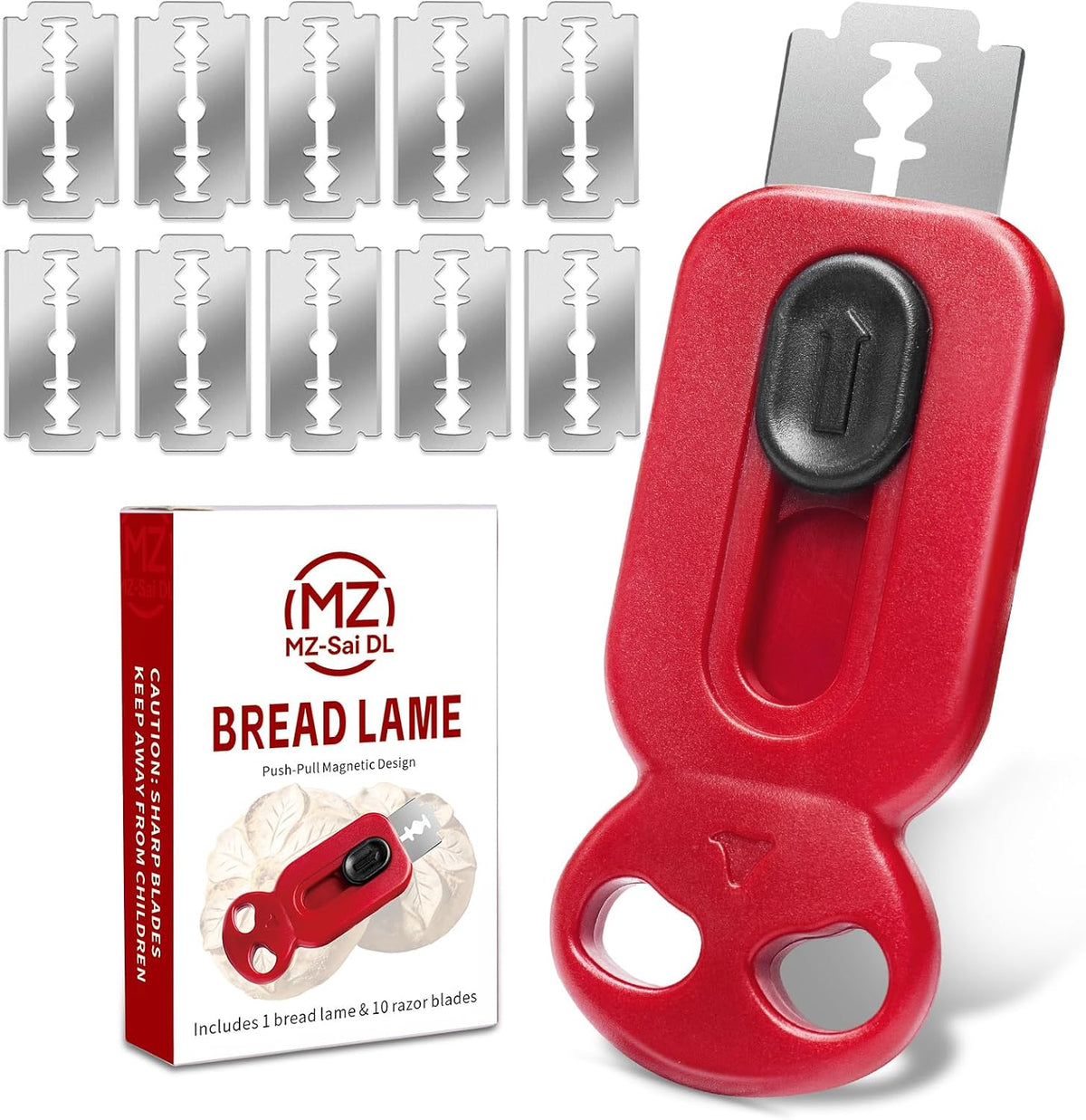 Magnetic Retractable Bread Lame,10 Replaceable Blades Dough Scoring Tool for Sourdough Baking