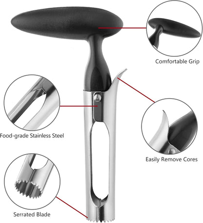 Apple Corer Remover Tool, Ergonomics Handle with Sharp Serrated Blade
