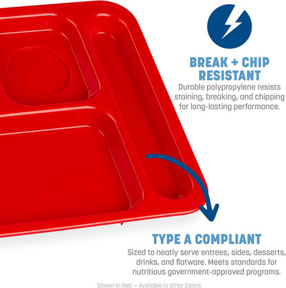 Carlisle FoodService Products P614R09 Right-Hand 6-Compartment Polypropylene Tray, 10" x 14", Green