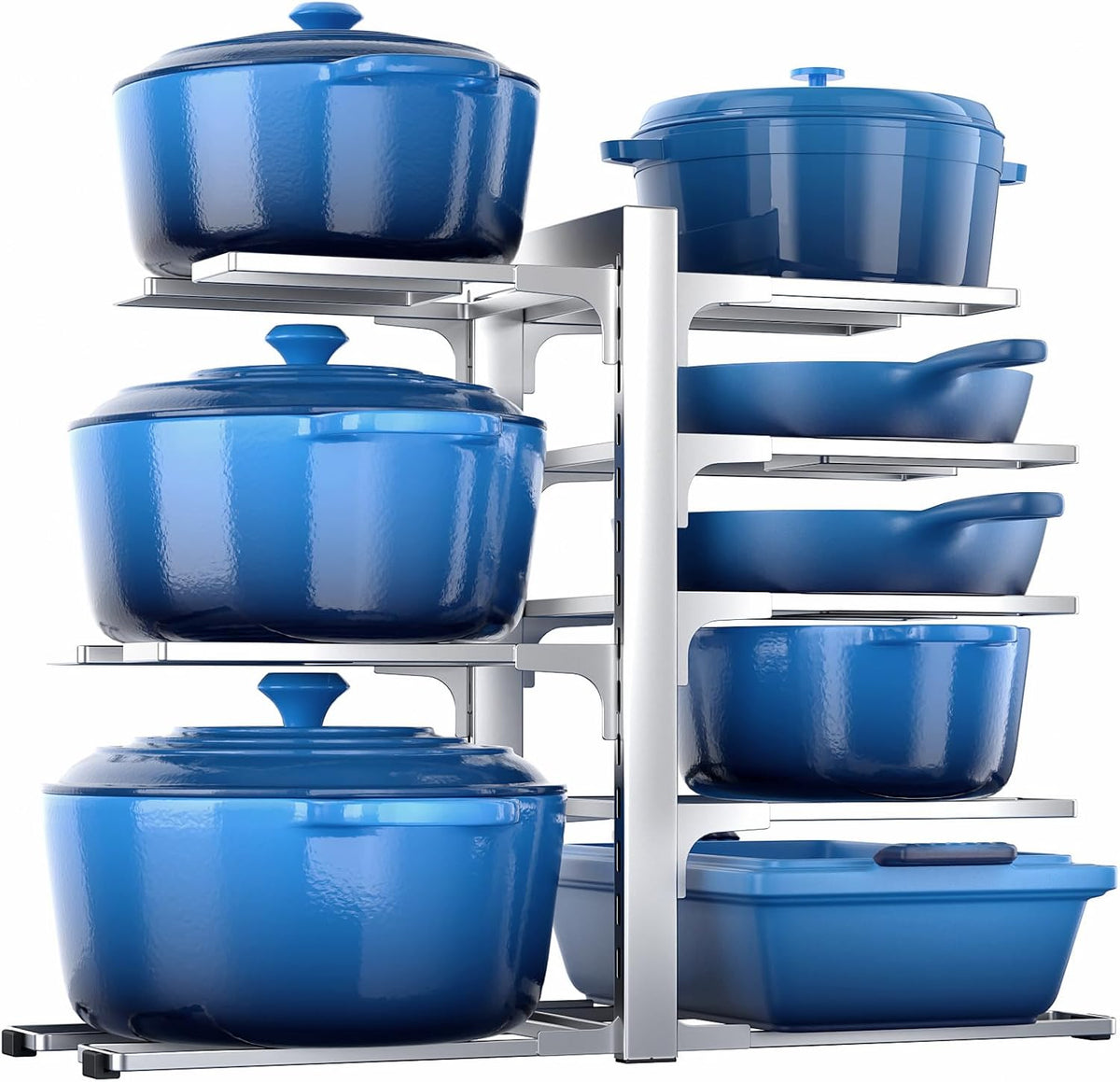 ORDORA Pots and Pans Organizer Under Cabinet 16.6", 8-Tier Adjustable Rack