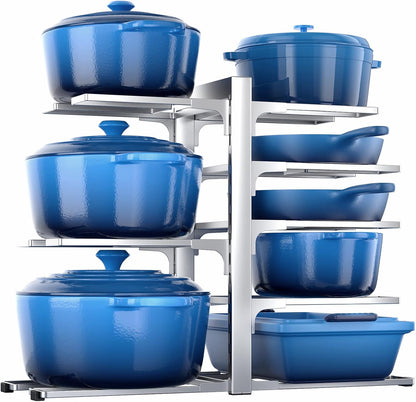 ORDORA Pots and Pans Organizer Under Cabinet 16.6", 8-Tier Adjustable Rack