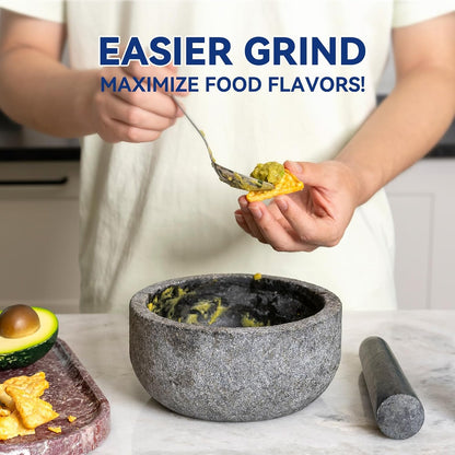 Koville Luxury Marble Mortar and Pestle Set, 7"-4cups Grinder Bowl for Guacamole, Salsa, Pill Crusher, Spice, Herb, Garlic, Nut, Heavy Duty Grinder for Kitchen