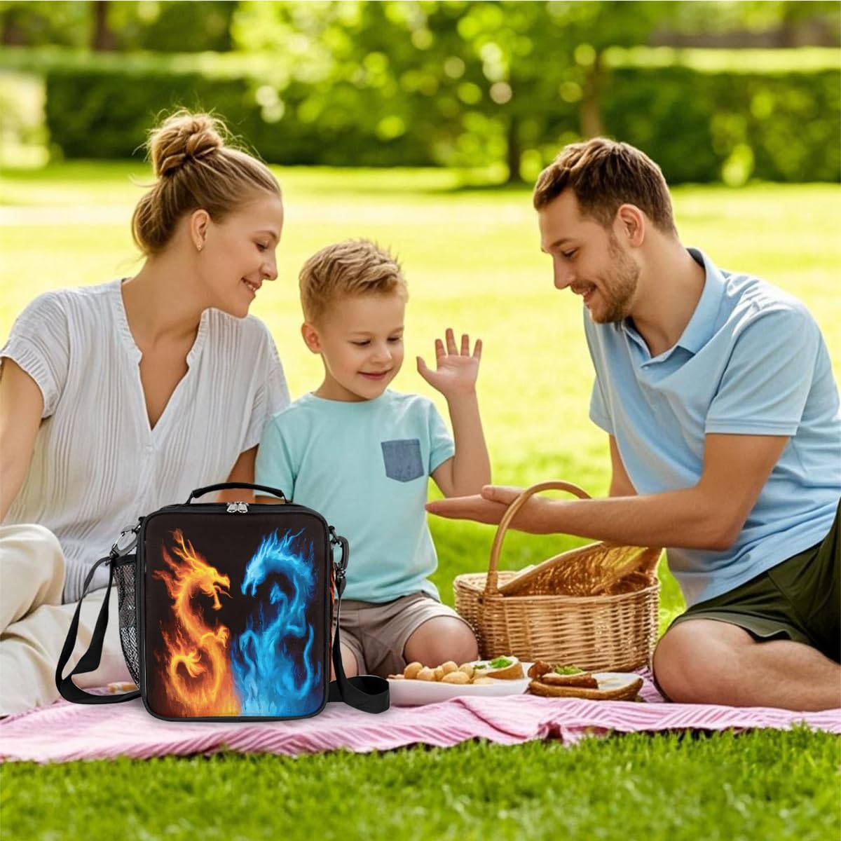 cfpolar Skull Skateboard Lunch Box for Boys Girls, Insulated Lunch Bags for Kids Reusable Mini Cooler Lunch Tote Lunchbox Thermal Meal Tote Kit with Shoulder Strap for Work School Picnic