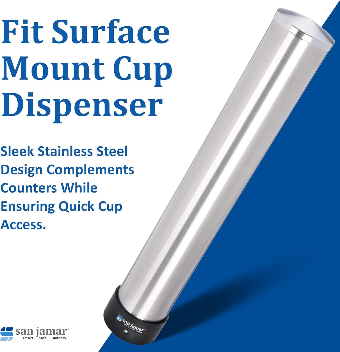 San Jamar Pull-Type Cup Dispenser 12-24 Oz. Cups for Restaurants, Home, and Office, Plastic, 23.5 Inches, Silver