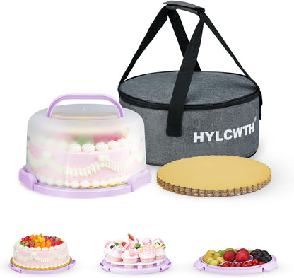 Cake Carrier With Lid And Handle, Bpa-Free Cake Holder With Lid For 10 Inch Round Cake Carrier With 10 pcs Round Golden Cake Boards And Portable Insulated Bag