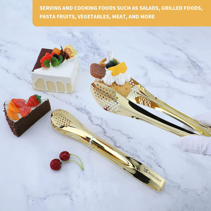 MSY BIGSUNNY Chef Kitchen Tongs Stainless Steel Food Serving Tongs Set Buffet tongs (silver 7" 9" & 11", 3 pack)