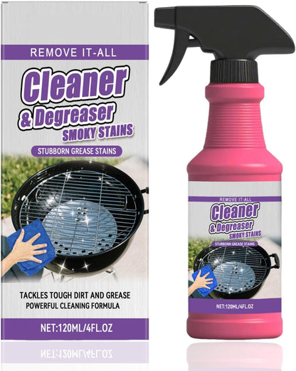 Fast-Acting Heavy-Duty Grill Degreaser Spray,Grill Grate Cleaner and Degreaser for Outdoor Grills and BBQ,Heavy Duty BBQ Grills Degreasers Cleaner Spray,for Smoky Stains,and Stubborn Grease (2pcs)