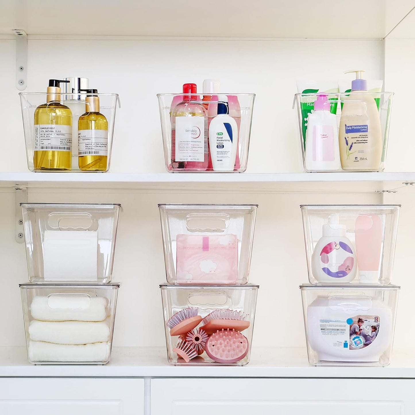 Vtopmart 6 Pack Clear Stackable Storage Bins with Lids, Medium Plastic Containers with Handle for Pantry Organizer and Storage,Perfect for Kitchen,Fridge,Cabinet, Closet,Bathroom Organization
