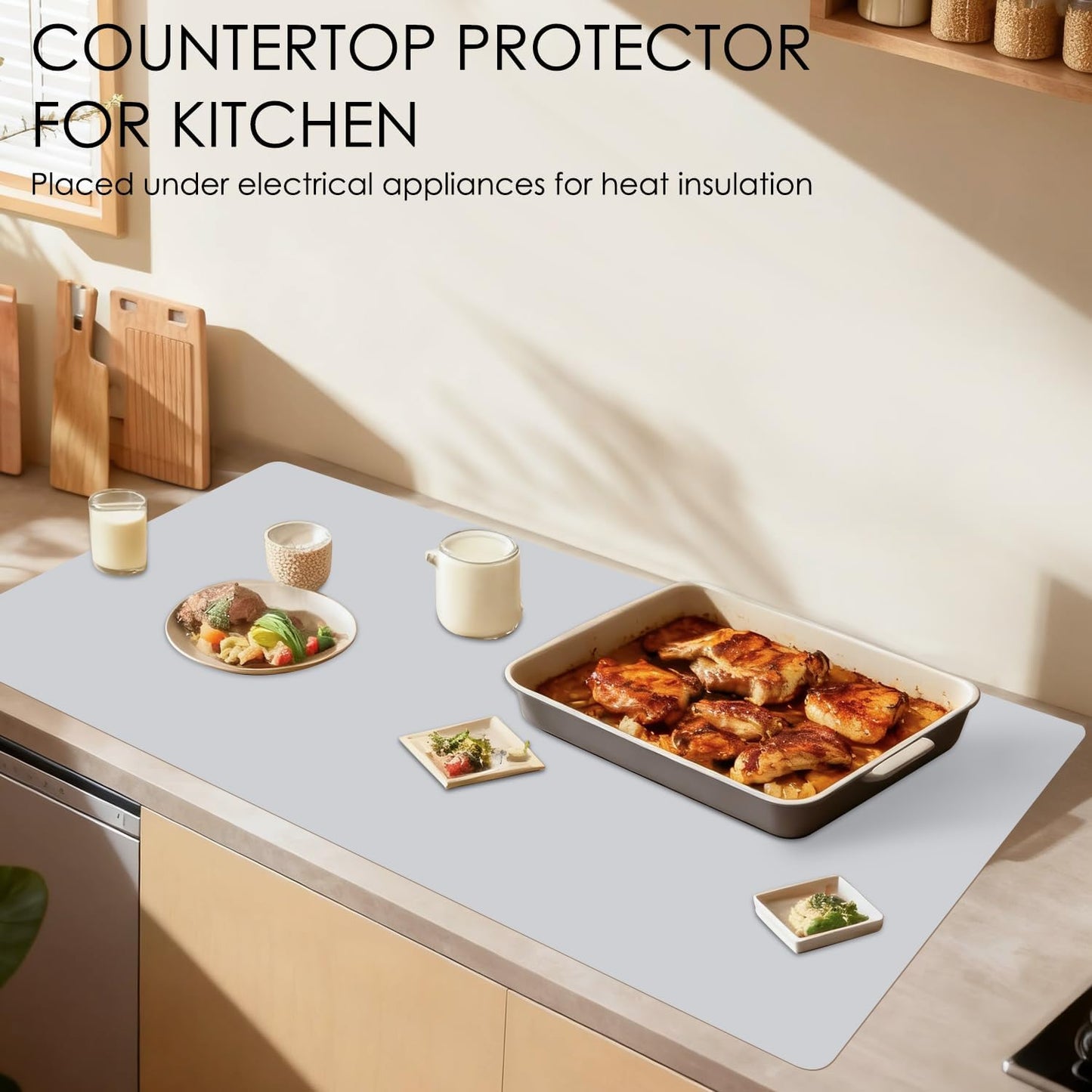 Extra Large Silicone Mat, 31.5x23.6 Inch Heat Resistant Mat for Kitchen Counter, Non Stick Silicone Baking Mat for Dough and Pastry, Thick Silicone placement Countertop Protector, Black countertop mat