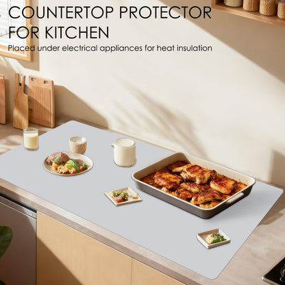 Extra Large Silicone Mat, 31.5x23.6 Inch Heat Resistant Mat for Kitchen Counter, Non Stick Silicone Baking Mat for Dough and Pastry, Thick Silicone placement Countertop Protector, Black countertop mat