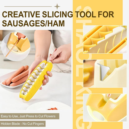Hot Dog Slicing Tool, Stainless Steel, Yellow