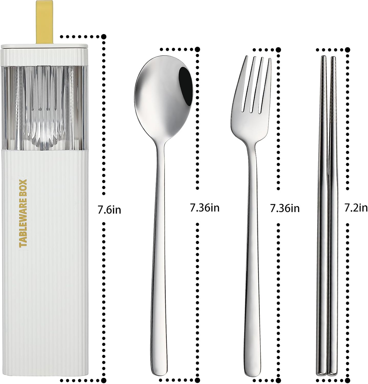 DEVICO Travel Utensils with Case, 18/8 Stainless Steel Reusable Silverware Set for Lunch Box, Portable Cutlery Set, Fork and Spoon Set for Camping, Lunch, Picnic, Workplace, School (Green)