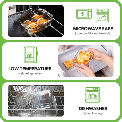 8 Pack Glass Meal Prep Containers with Lids, Glass Food Storage Containers with Snap Locking Lids, Airtight Lunch Containers for Microwave, Oven, Freezer and Dishwasher BPA Free (Green)