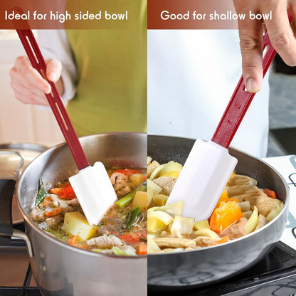 Norme 8 Pcs High Temp Silicone Spatulas Heat Resistant Rubber Spatula Commercial Silicone Scraper with Handle for Kitchen Cook Baking Mixing Utensil, Dishwasher Safe (10 Inch,14 Inch)