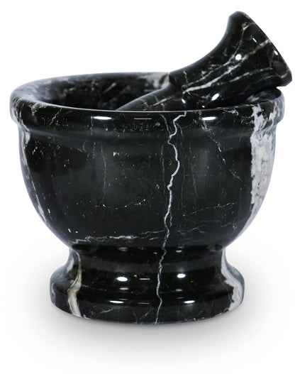 Mortar and Pestle Set – Large Stone Grinder with Polished Bowl & Non-Slip Base | Elegant Onyx Marble Kitchen Tool for Spices, Herbs & Guacamole
