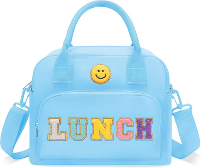 RLGPBON Insulated Lunch Bag Teen Girls, Preppy Lunch Box Large Insulated Lunch Bag Reusable Lunch Tote Bag, Preppy LunchBag for Girls School Travel Picnic