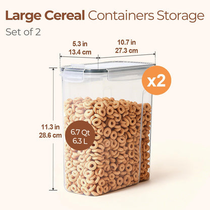 ComSaf Rice Container Set of 2(9.5L/10Qt), Large Airtight Food Storage Containers with Lid and Rice Washer, Plastic Canisters Sets for The Kitchen, Pantry Organizers for Flour, Cereal and Cooking