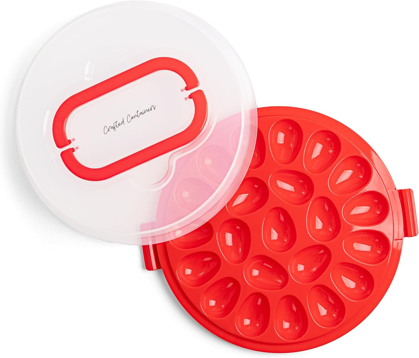 Deviled Egg Containers with Lid & Handles, 22-Count Portable Carrier, Dishwasher Safe Tray, Refrigerator Storage, High-Capacity Trays Deviled Egg Holder - Blue
