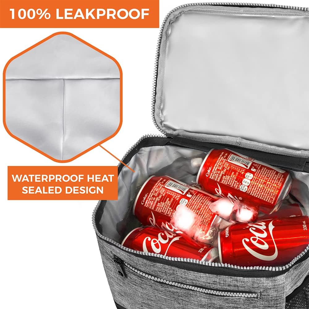 opux Insulated Lunch Box Men Women, Lunch Bag for Work School, Leakproof Soft Cooler Tote Adult, Large Lunch Pail Kids Boys Girls, Picnic Beach Food Bag with Shoulder Strap, Purple Floral