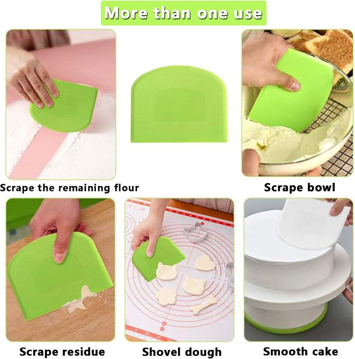 WAFJAMF 2 Pack Plastic Dough Bowl Scraper Food Grade Flexible Bench Cutter