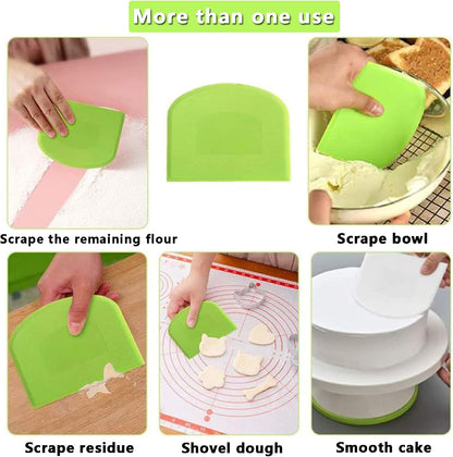 WAFJAMF 2 Pack Plastic Dough Bowl Scraper Food Grade Flexible Bench Cutter
