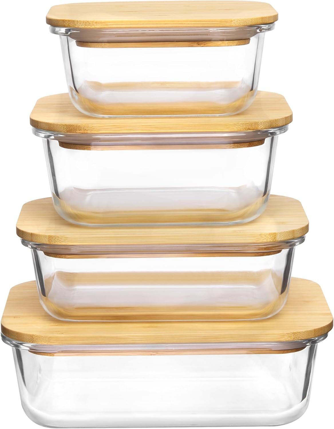 Vtopmart 5 Pack 35oz Glass Containers with Bamboo Lids, Meal Prep Food Storage Containers, BPA Free, Microwave & Dishwasher Safe