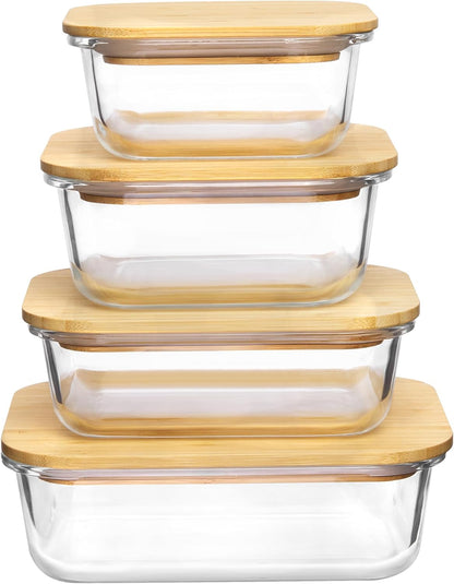 Vtopmart 5 Pack 35oz Glass Containers with Bamboo Lids, Meal Prep Food Storage Containers, BPA Free, Microwave & Dishwasher Safe