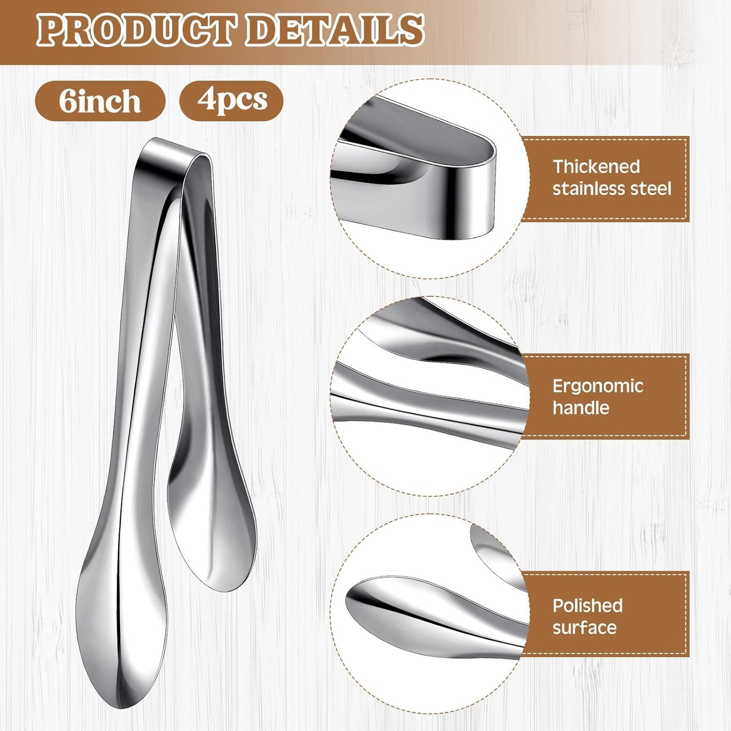 2 Pack Polished Stainless Steel Serving Tongs 9 and 12 Inch Metal Food Silver Tong for Buffet Salad BBQ Grilling Heavy Duty Kitchen Utensils for Cooking Catering Wedding Party