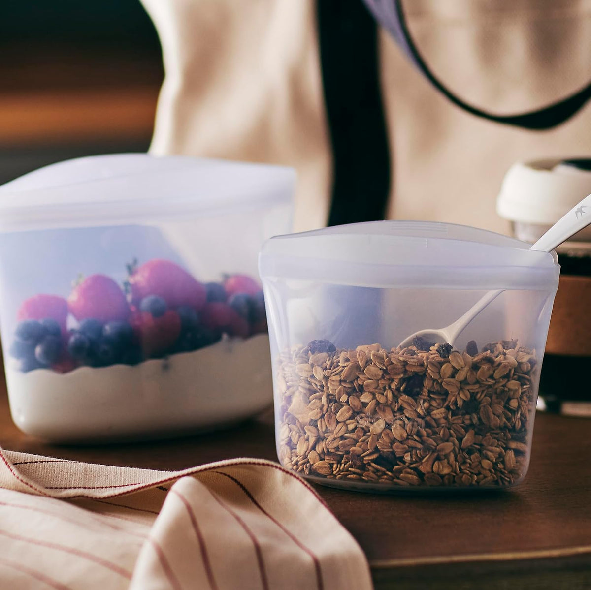 Stasher Premium Reusable Silicone Food Storage Bags, 2-Pack, Clear