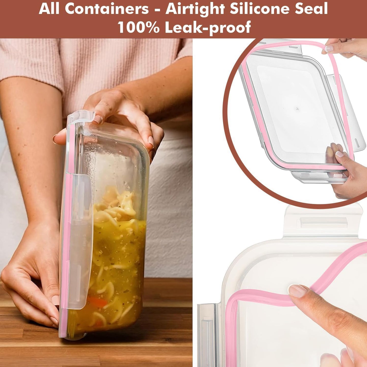 8 Cups/ 63 Oz 4 Piece (2 containers + 2 Lids) Large Glass Food Storage/ Baking Containers with Locking Lids . Ideal for Storing food, vegetables or fruits. BPA Free & Leak Proof -Microwave, Oven Safe