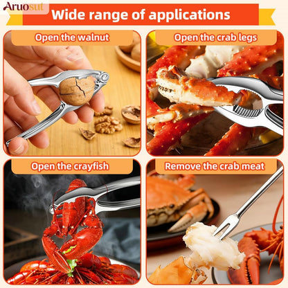 6 Pcs Lobster Crackers and Picks Set, Stainless Steel Crab Crackers Tools with Storage Box for Nut, Walnut, Crab, Seafood Boil Party Supplies and More
