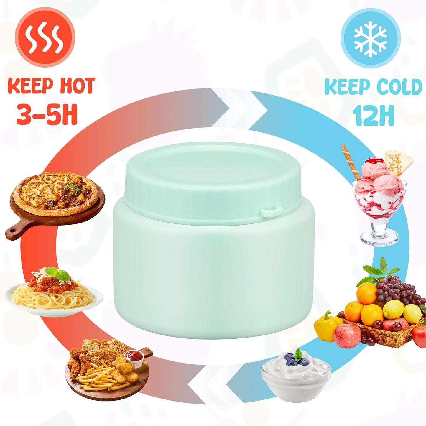Lunch Box Kids, Leak Proof 5 Compartment Bento Box for Kids, 13oz Thermo for Hot Food Kids Lunch Box,Hot Lunch Box for School Travel
