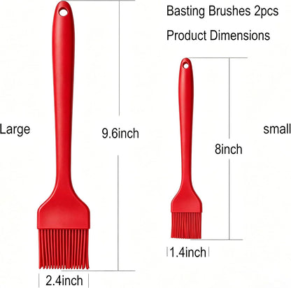 Silicone Basting Brush 2 Pack with Steel Core, Heat Safe BBQ Pastry