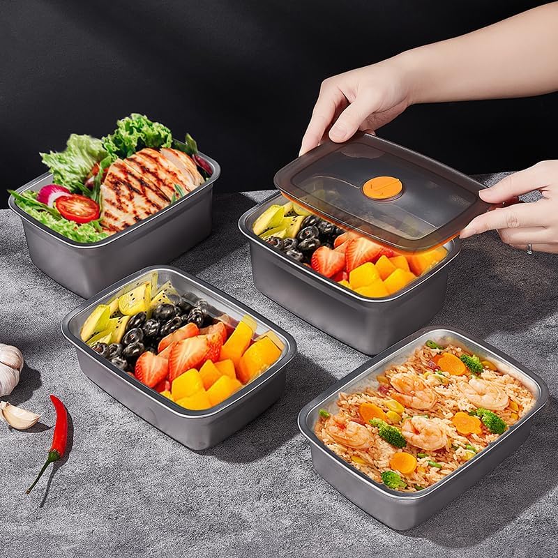 GIUOIDUO stainless steelFood Storage Containers setsstorage box with lidfreezer FrozenKitchen tray with lidOven plateSide dish plate Freezer & Dishwasher Safe