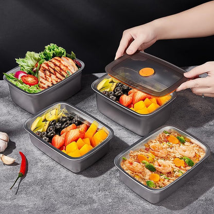 GIUOIDUO stainless steelFood Storage Containers setsstorage box with lidfreezer FrozenKitchen tray with lidOven plateSide dish plate Freezer & Dishwasher Safe