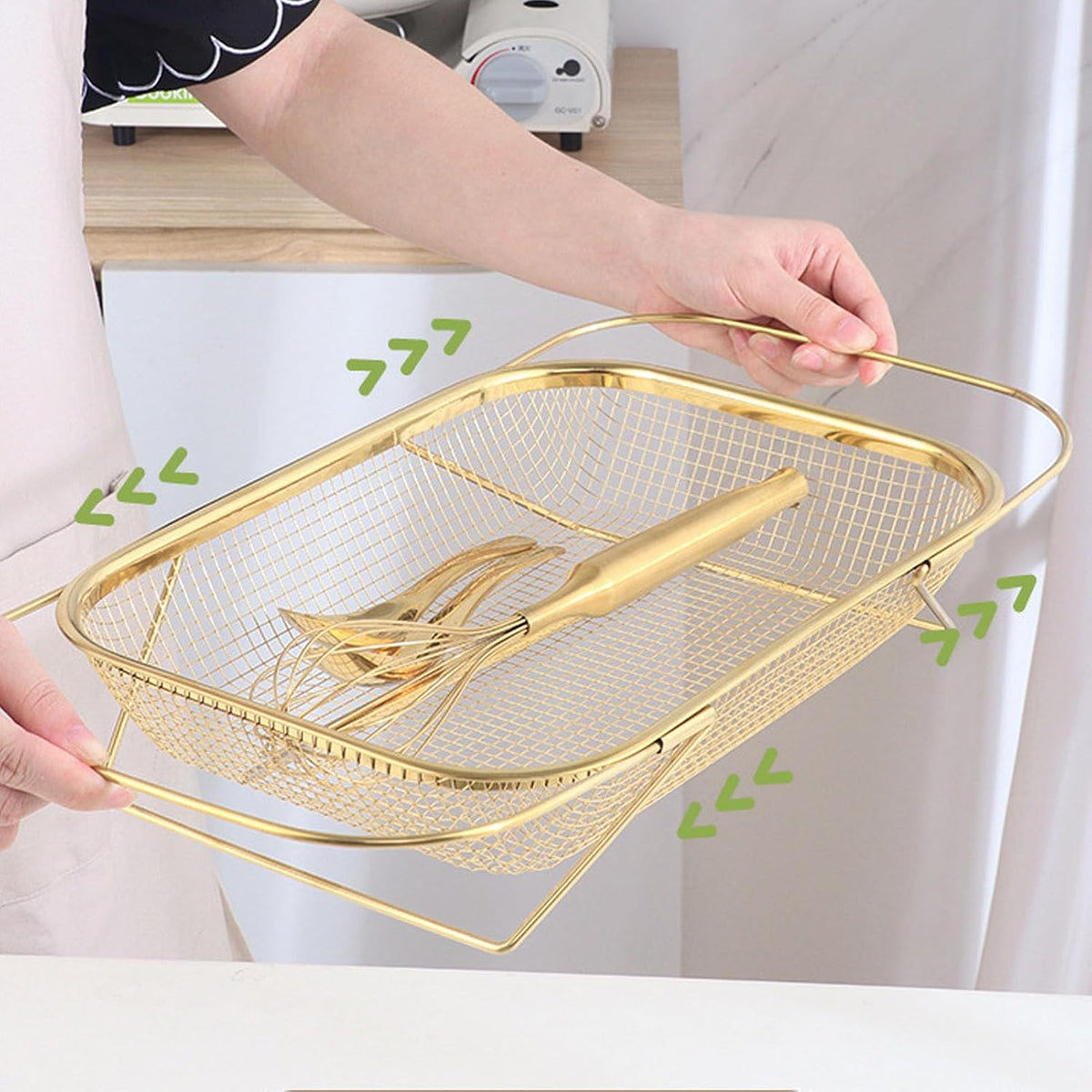 Stainless Steel Sink Strainer, Mesh Drain Basket with Grip Handles for Straining Vegetables Draining Fruits Kitchen Use