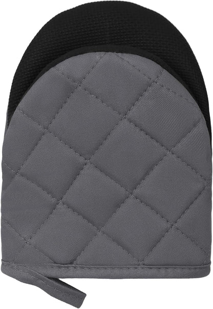 Goldmeet Mini Oven Mitts 2-Pack, 7"x5.5", 500°F Silicone Grip, Gray