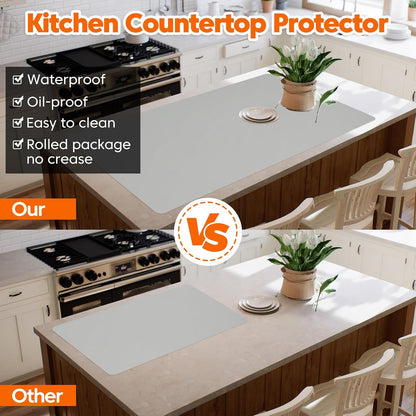 Extra Large Silicone Mat, 84”x24” Heat Resistant Mats for Countertop, Cuttable Waterproof Kitchen Counter Mat, Multipurpose Countertop Protector Mat, Silicone Mats for Kitchen Counter (Translucent)