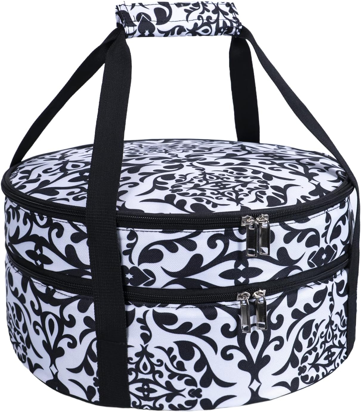 Round Insulated Pie Carrier – Thermal Portable Lunch Transport Cheesecake Cake Dish Container Bag Keep Food Hot/Cold/Fresh for Potlucks Parties Gathering/Cookouts/Church Dinner/Outdoor Events-Red