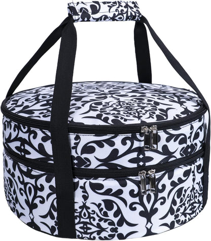 Round Insulated Pie Carrier – Thermal Portable Lunch Transport Cheesecake Cake Dish Container Bag Keep Food Hot/Cold/Fresh for Potlucks Parties Gathering/Cookouts/Church Dinner/Outdoor Events-Red