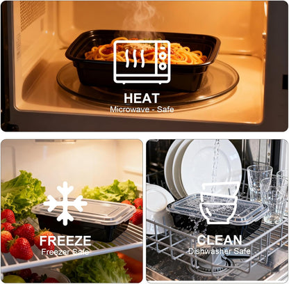 10Pack 35OZ Meal Prep Containers Reusable with Lids, Food Storage Containers To Go for Lunch, Disposable Plastic Bento Box to Take out or Home, Microwave/Freezer/Dishwasher Safe