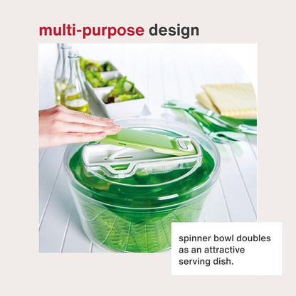 Zyliss Swift Dry Salad Spinner - Fruit Cleaner & Lettuce Spinner with Push Pump - Non-Slip Bowl - Dishwasher Safe - Large