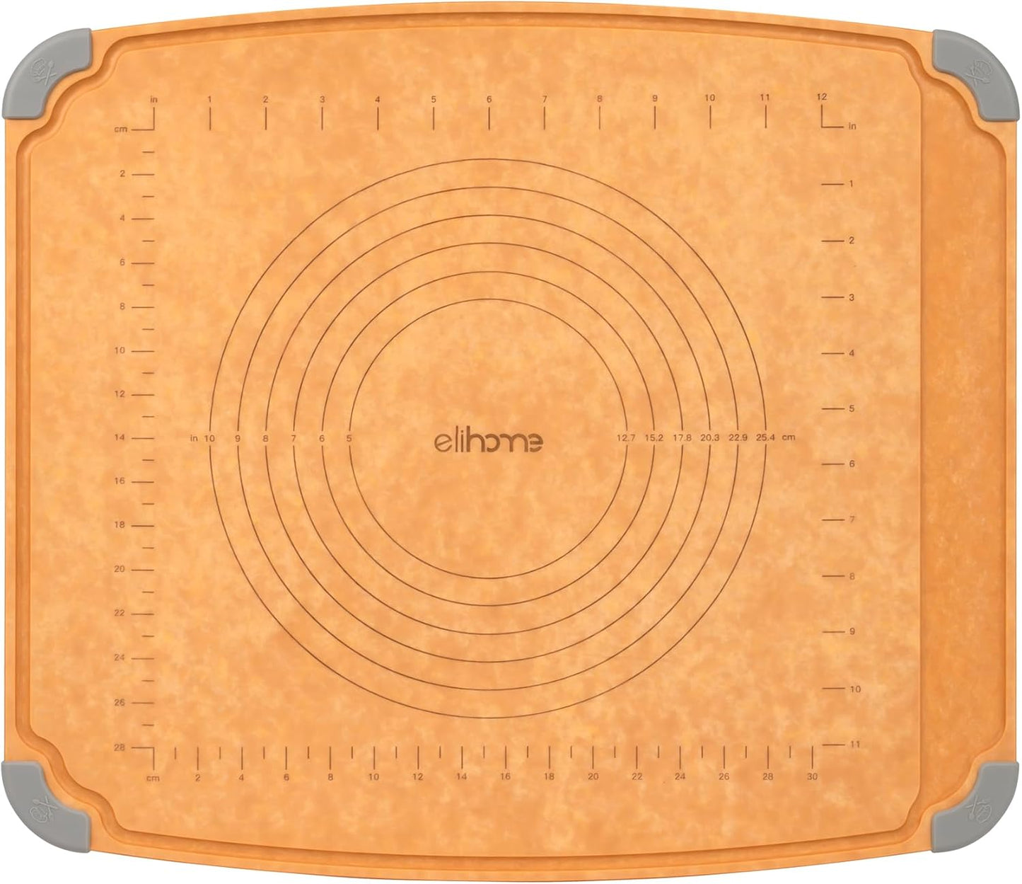 Elihome Essential Series 2-in1 Wood Cutting Board Set for Kitchen, Wooden Board for Chopping Vegetables, Bread, Cheese, Meat, Salad, Bread Board for Countertop, Butcher Block, Non-Slip